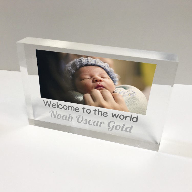 6x4 Acrylic Block Glass Token - Baby photo